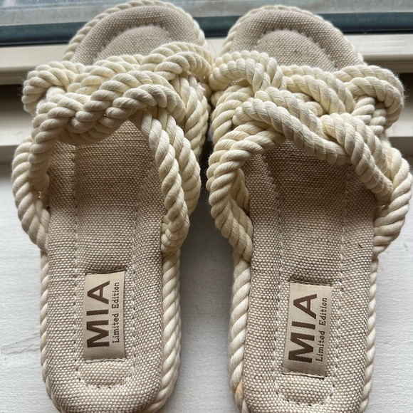MIA Cream Rope Sandals - Picture 5 of 5